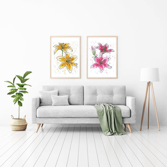 Yellow Lily Watercolor Print