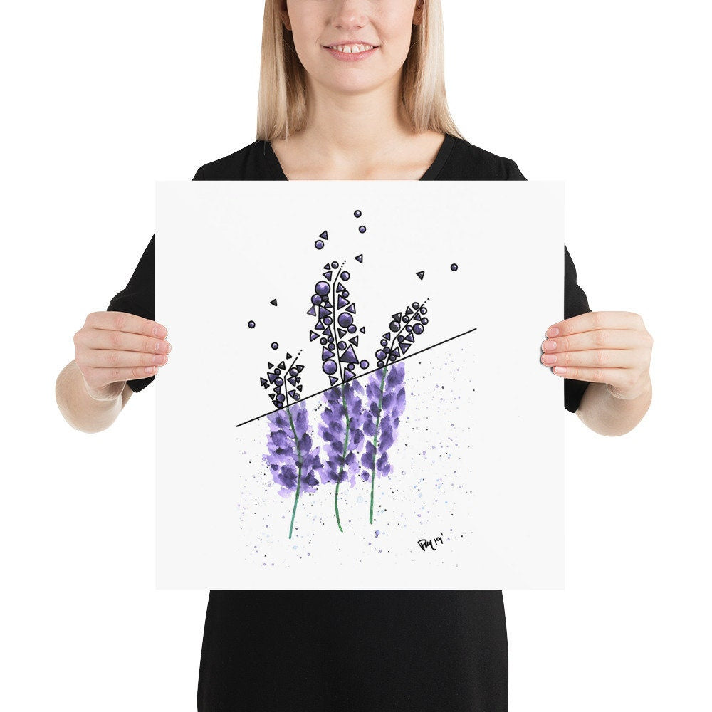 Lavender Geometric Watercolor Print
