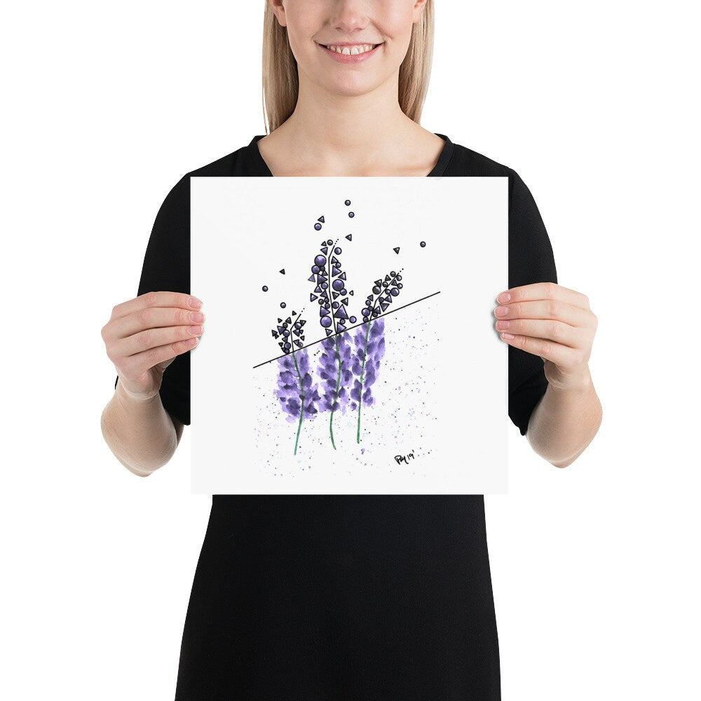 Lavender Geometric Watercolor Print