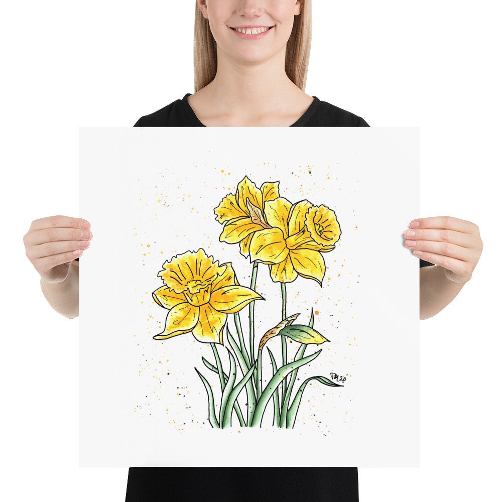 Daffodil Watercolor Print