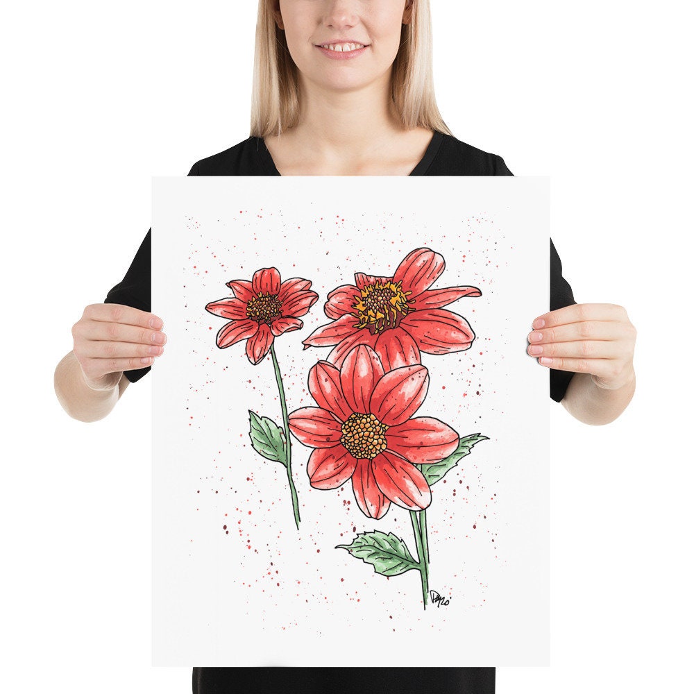 Bishop Dahlia Watercolor Print