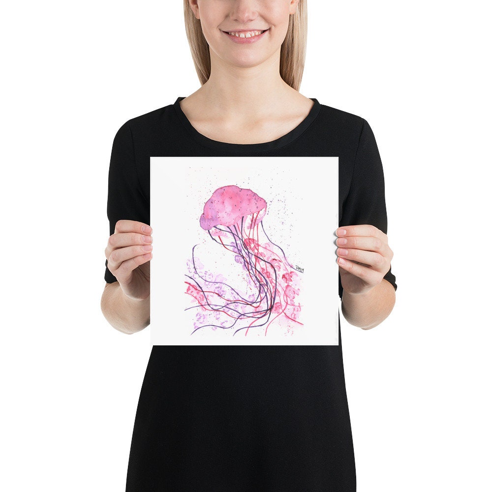 Pink Jellyfish Watercolor Print