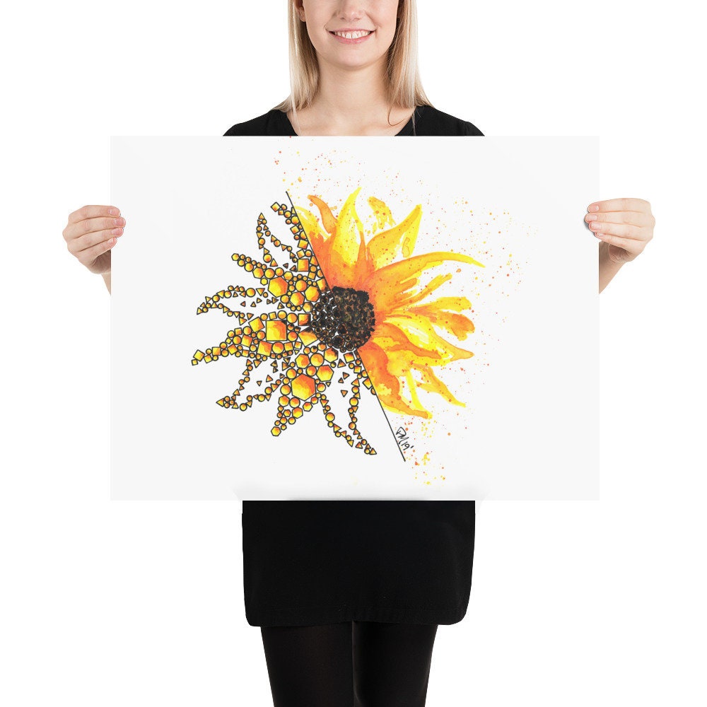 Sunflower Bloom Watercolor Print