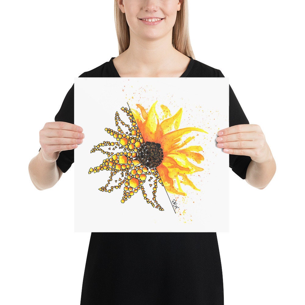Sunflower Bloom Watercolor Print