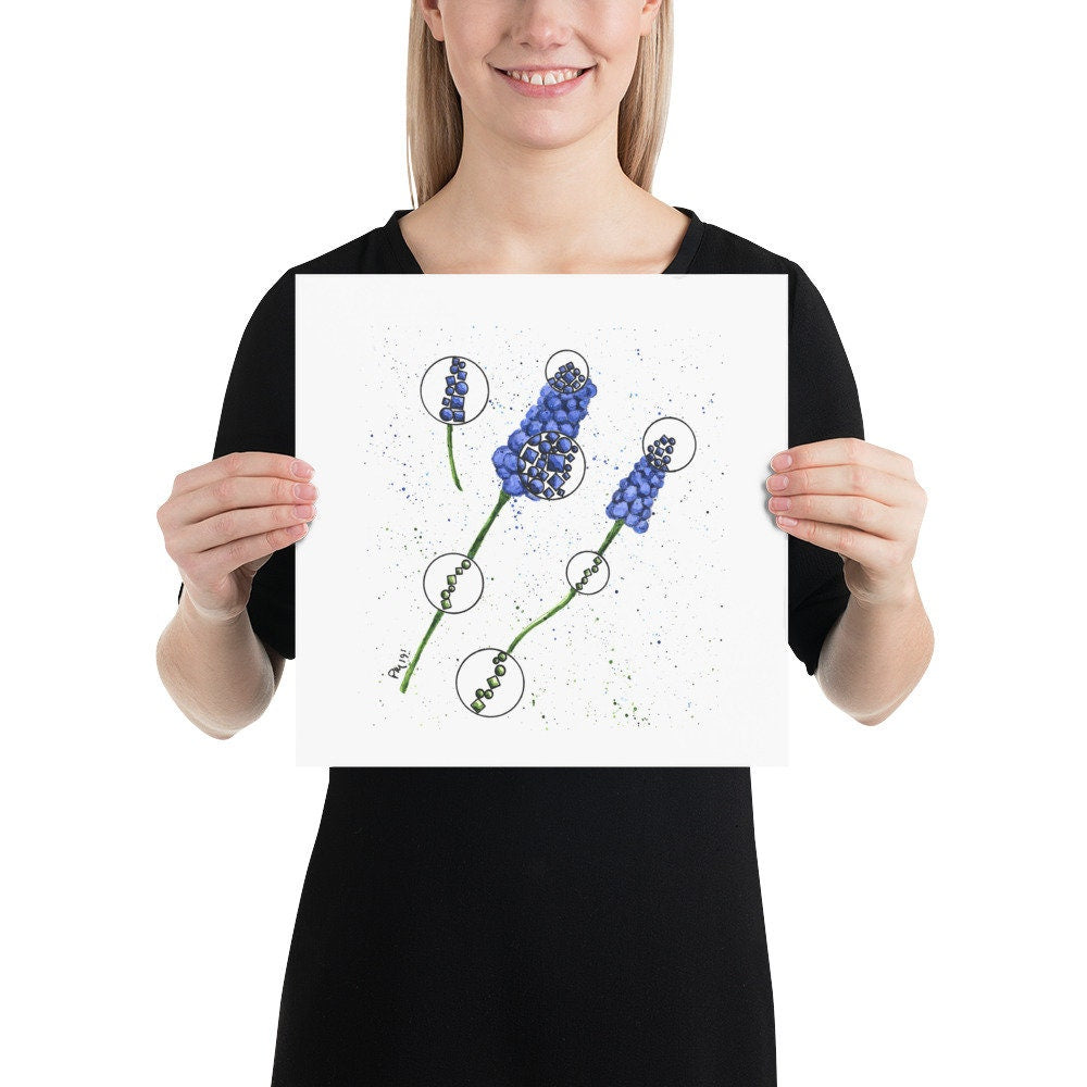 Muscari Watercolor Painting