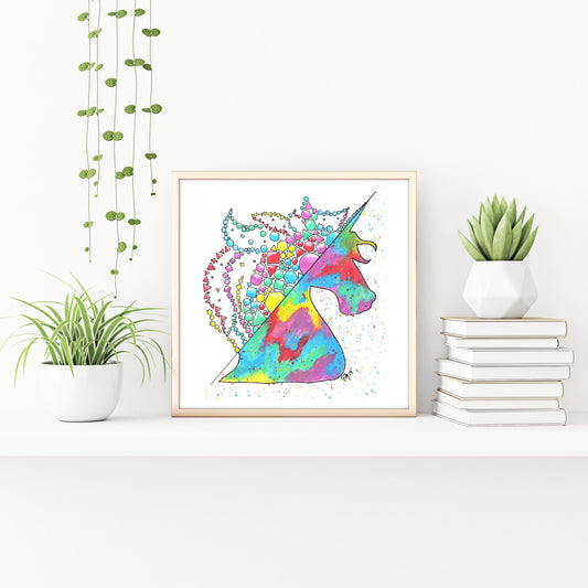 Rainbow Unicorn Watercolor Print