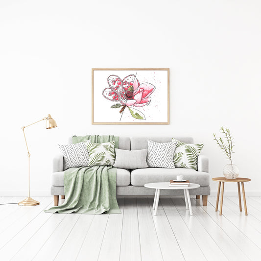 Pink Magnolia Watercolor Print