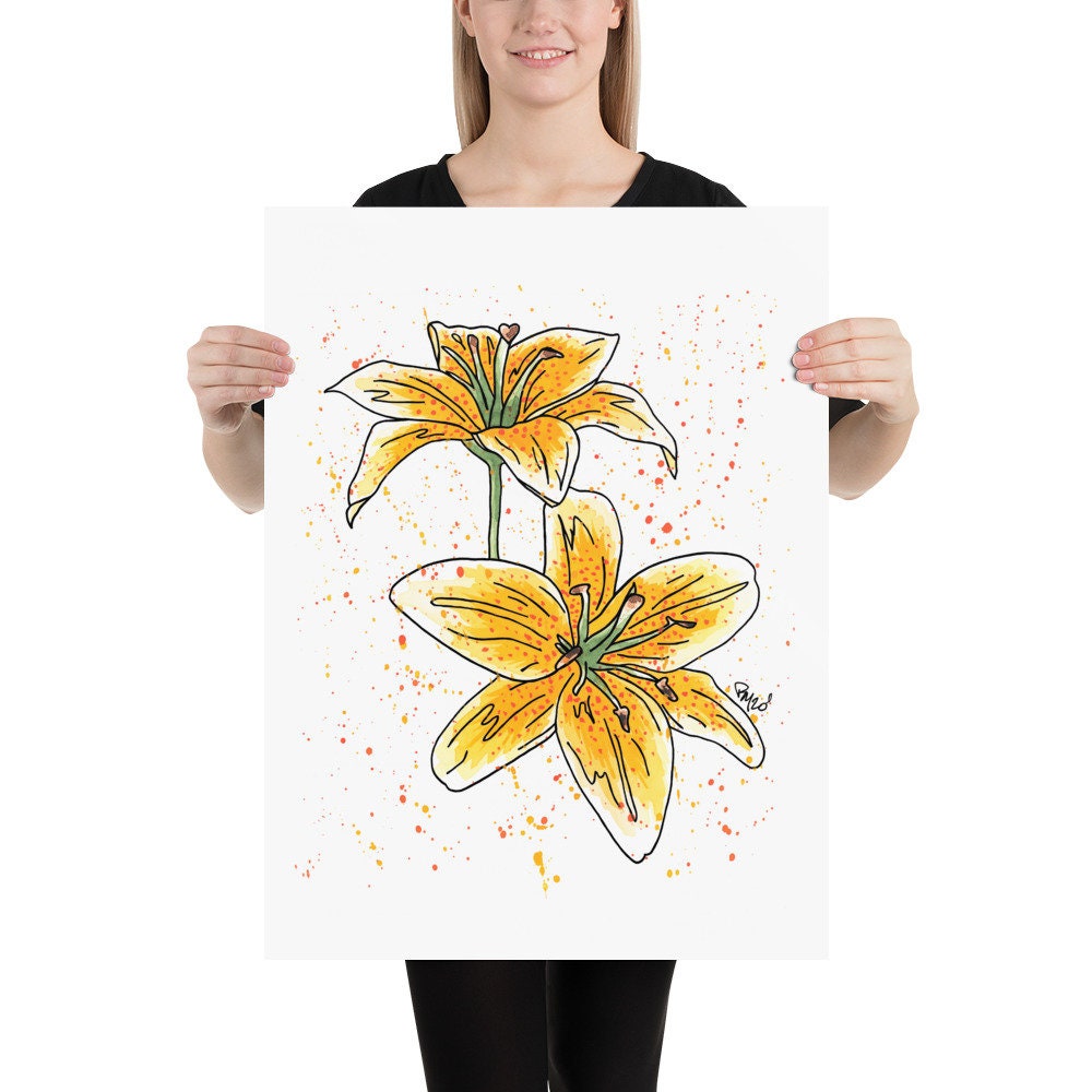 Yellow Lily Watercolor Print