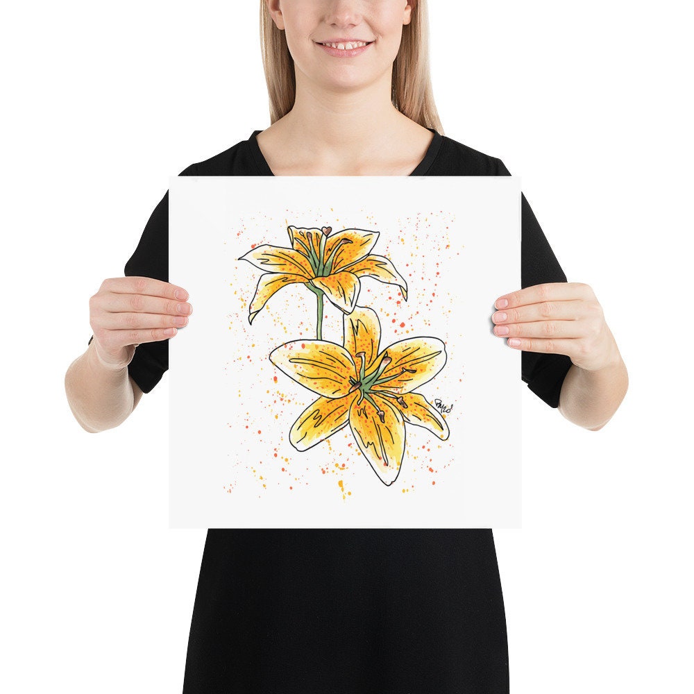 Yellow Lily Watercolor Print
