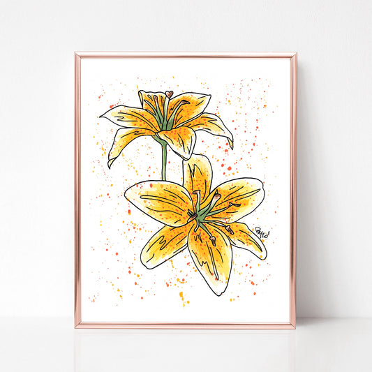 Yellow Lily Watercolor Print