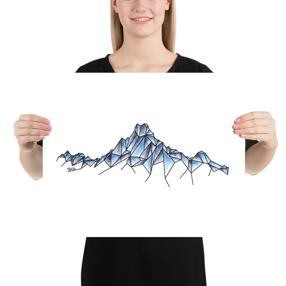 Geometric Watercolor Mountain Print