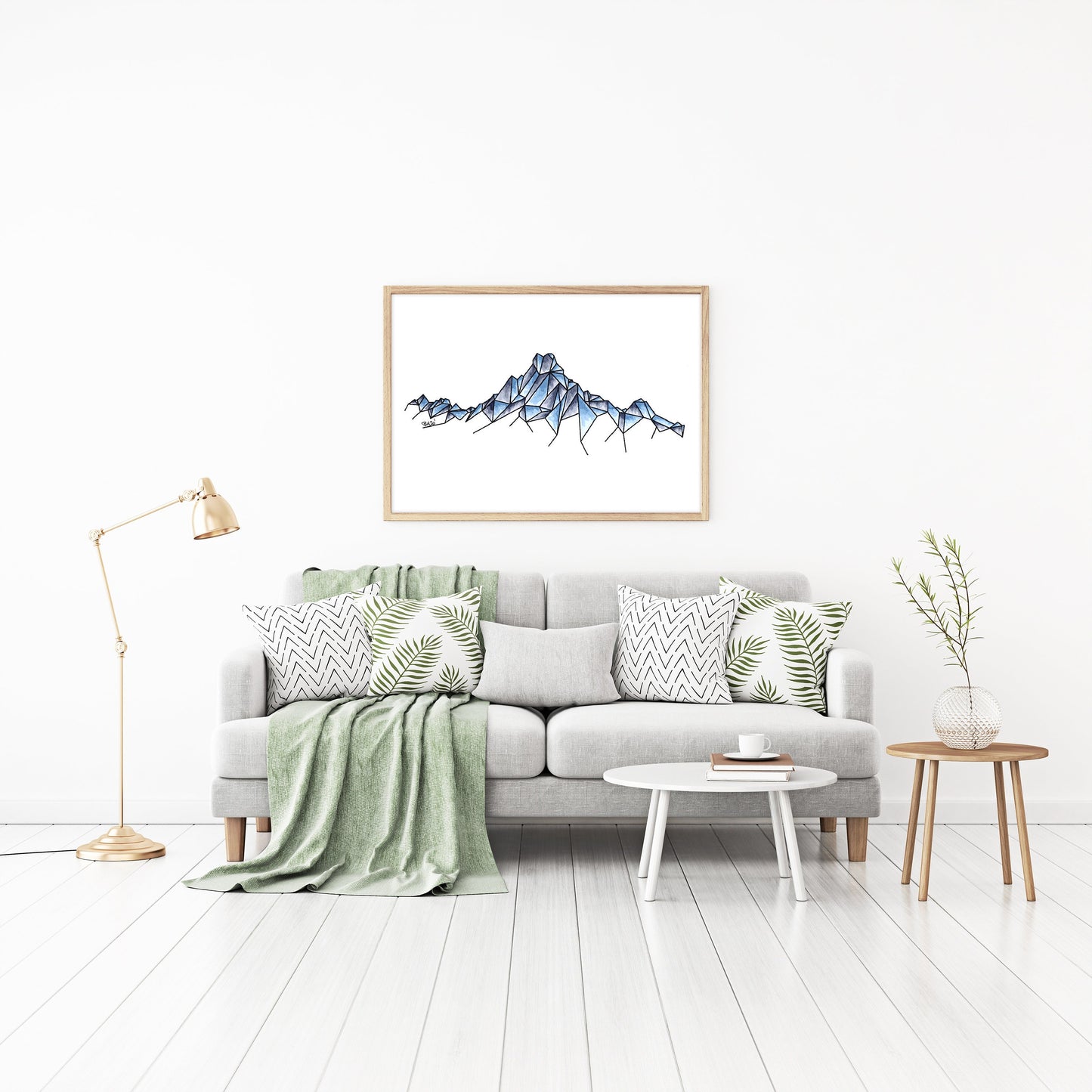 Geometric Watercolor Mountain Print