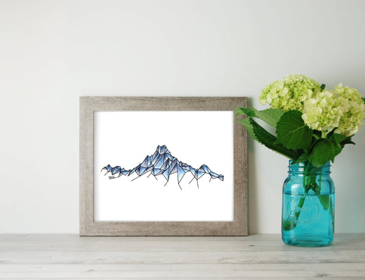 Geometric Watercolor Mountain Print