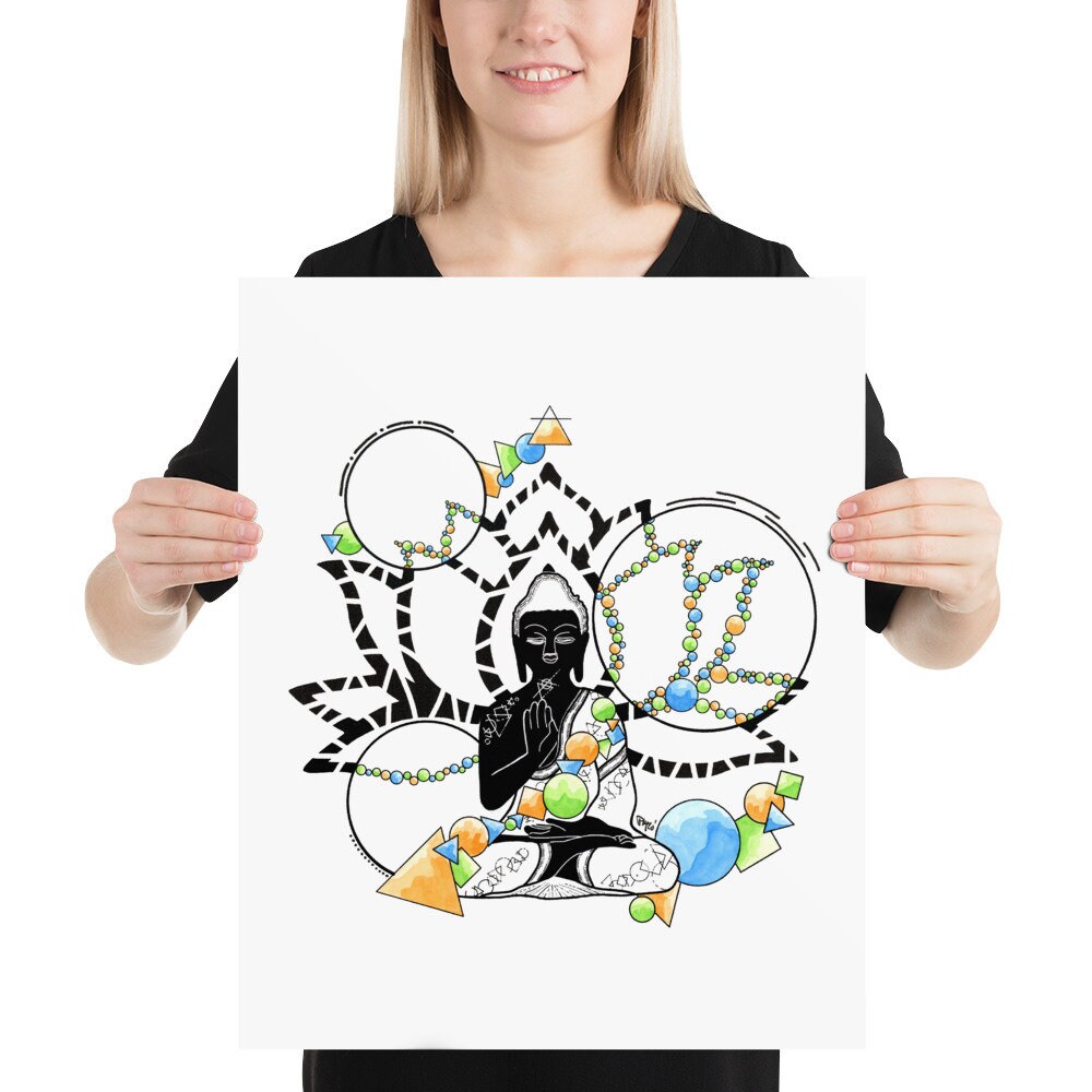 Geometric Buddha Watercolor Print