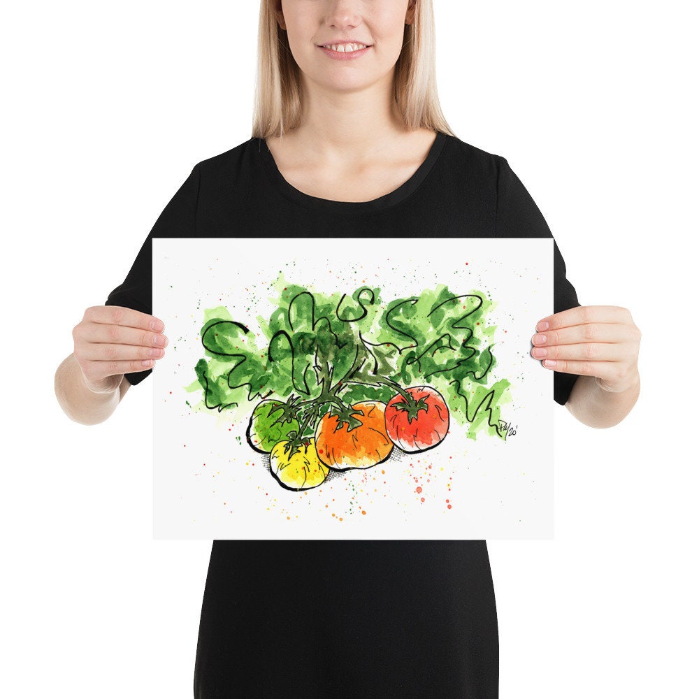 Colorful Tomatoes Watercolor Print
