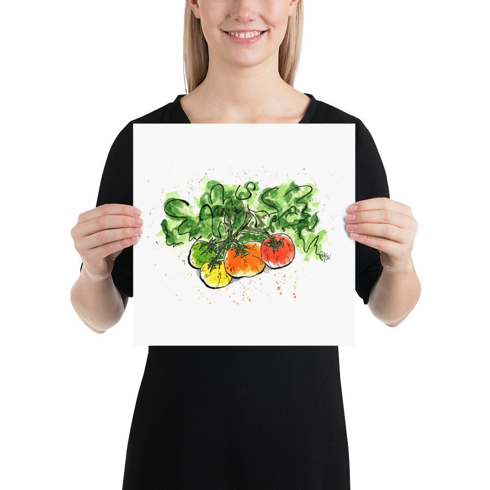 Colorful Tomatoes Watercolor Print
