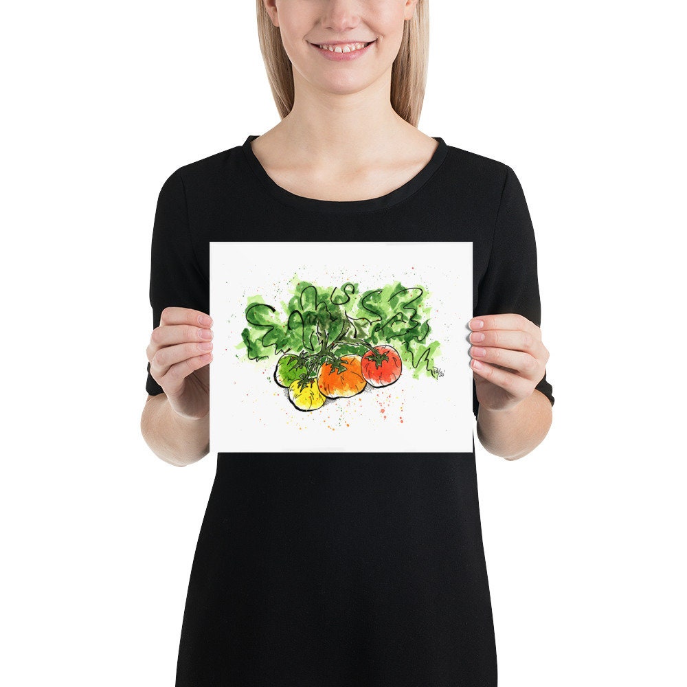 Colorful Tomatoes Watercolor Print