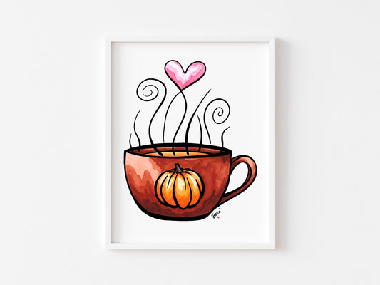Pumpkin Spice Latte Watercolor Print