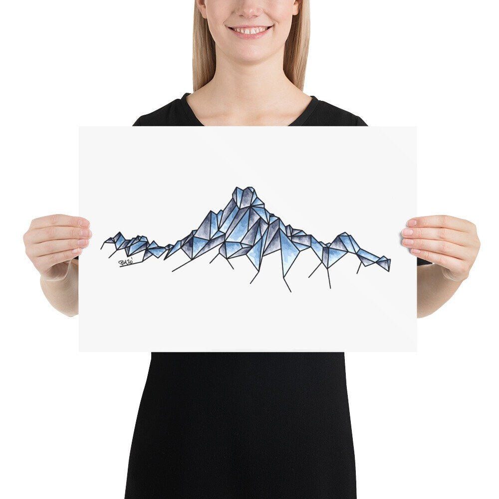 Geometric Watercolor Mountain Print