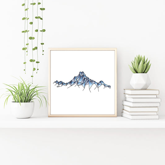 Geometric Watercolor Mountain Print