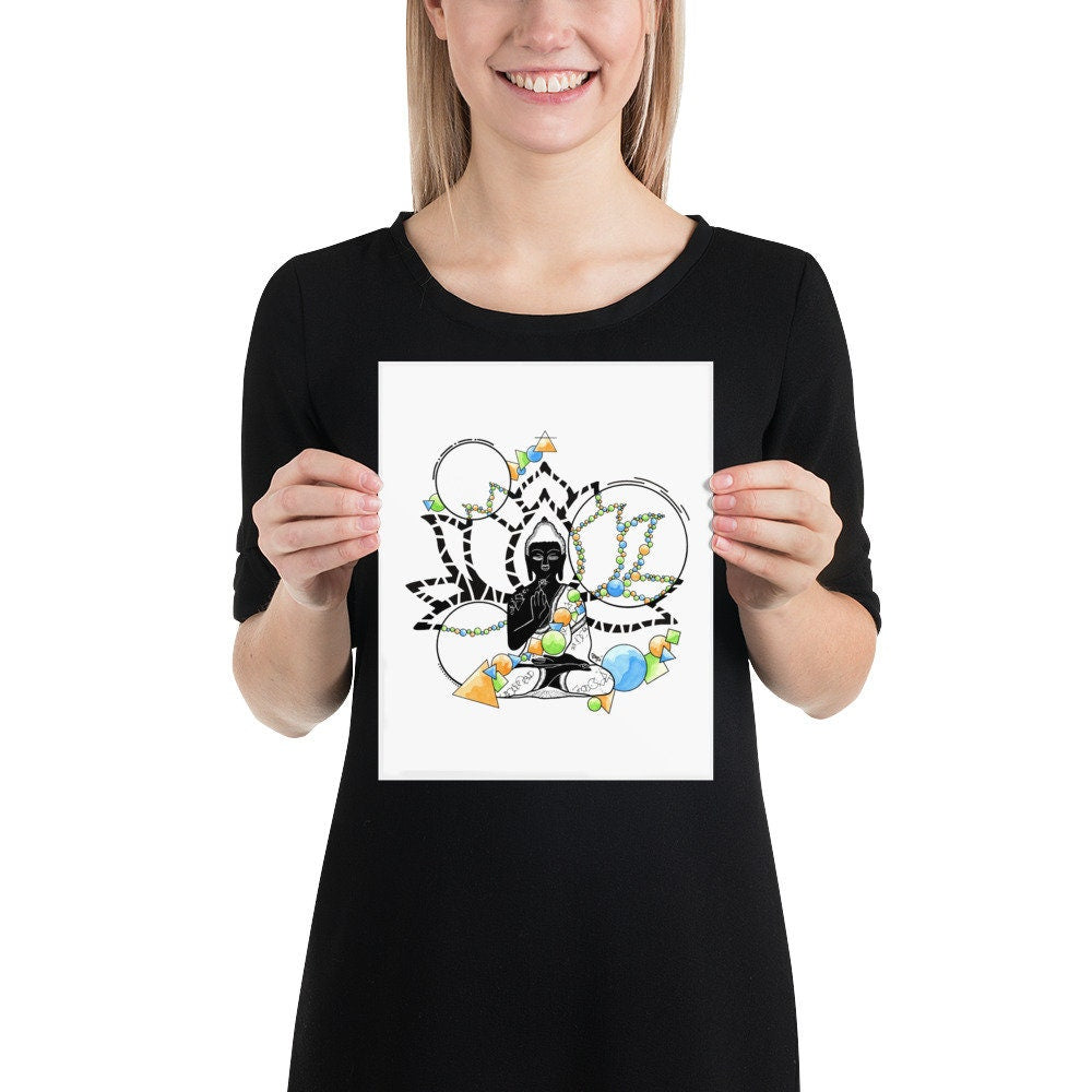 Geometric Buddha Watercolor Print