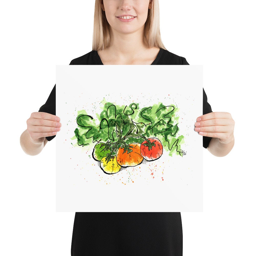 Colorful Tomatoes Watercolor Print