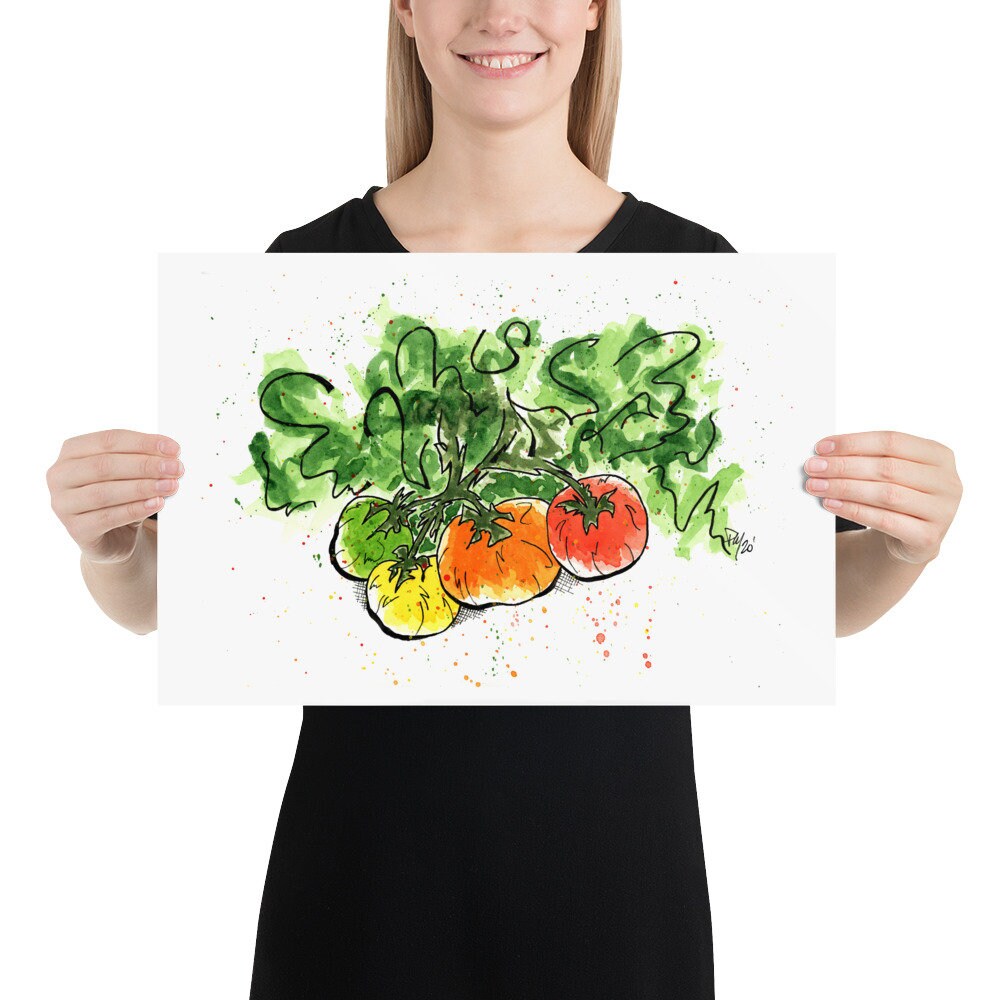 Colorful Tomatoes Watercolor Print
