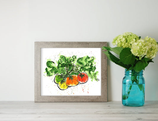 Colorful Tomatoes Watercolor Print