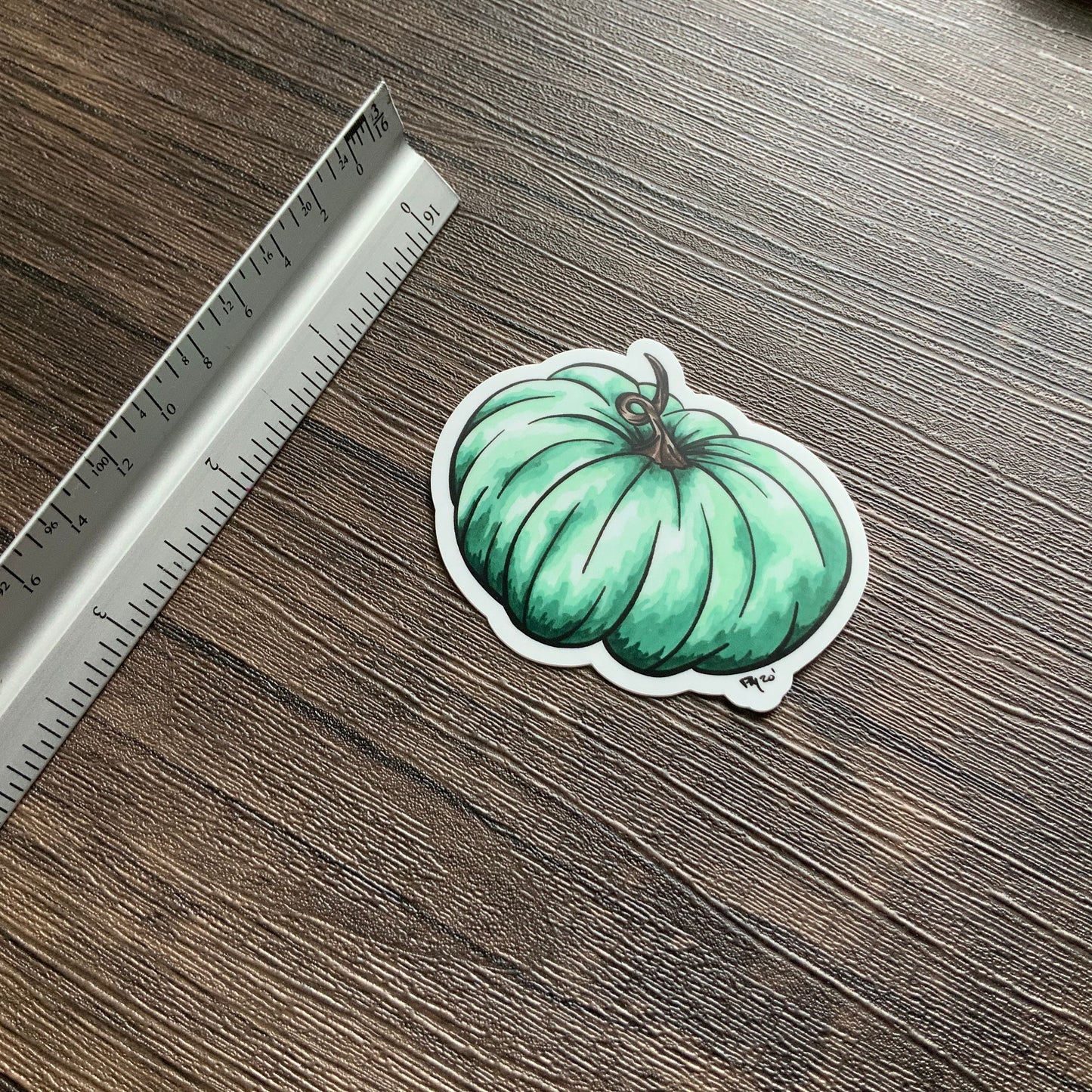 Green Watercolor Pumpkin Vinyl Sticker