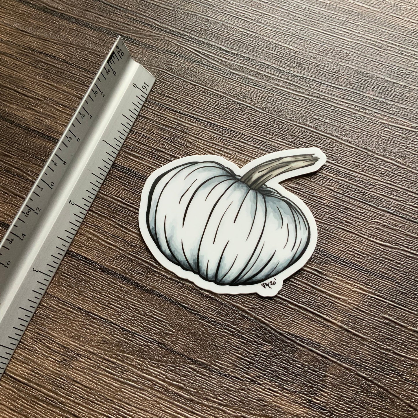 White Watercolor Pumpkin Vinyl Sticker