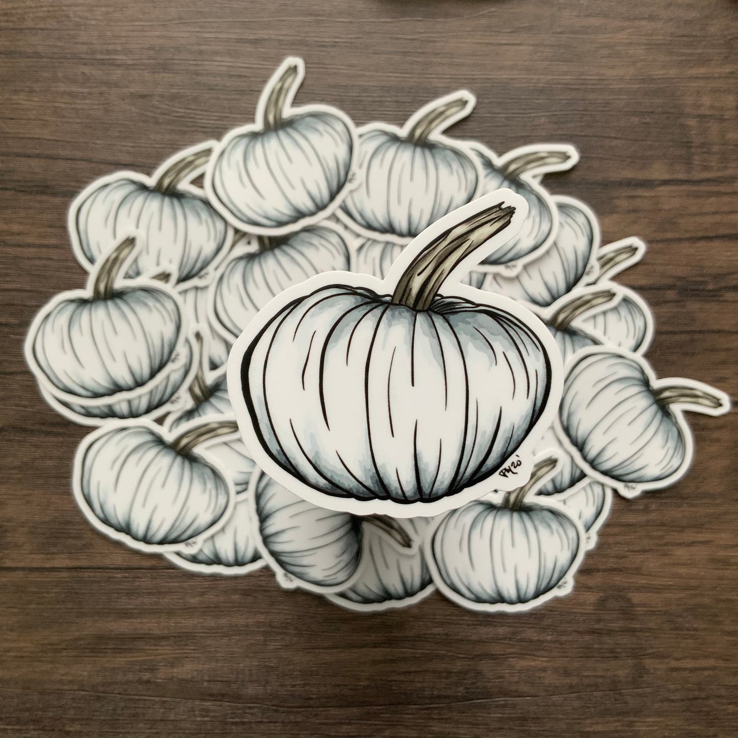 White Watercolor Pumpkin Vinyl Sticker
