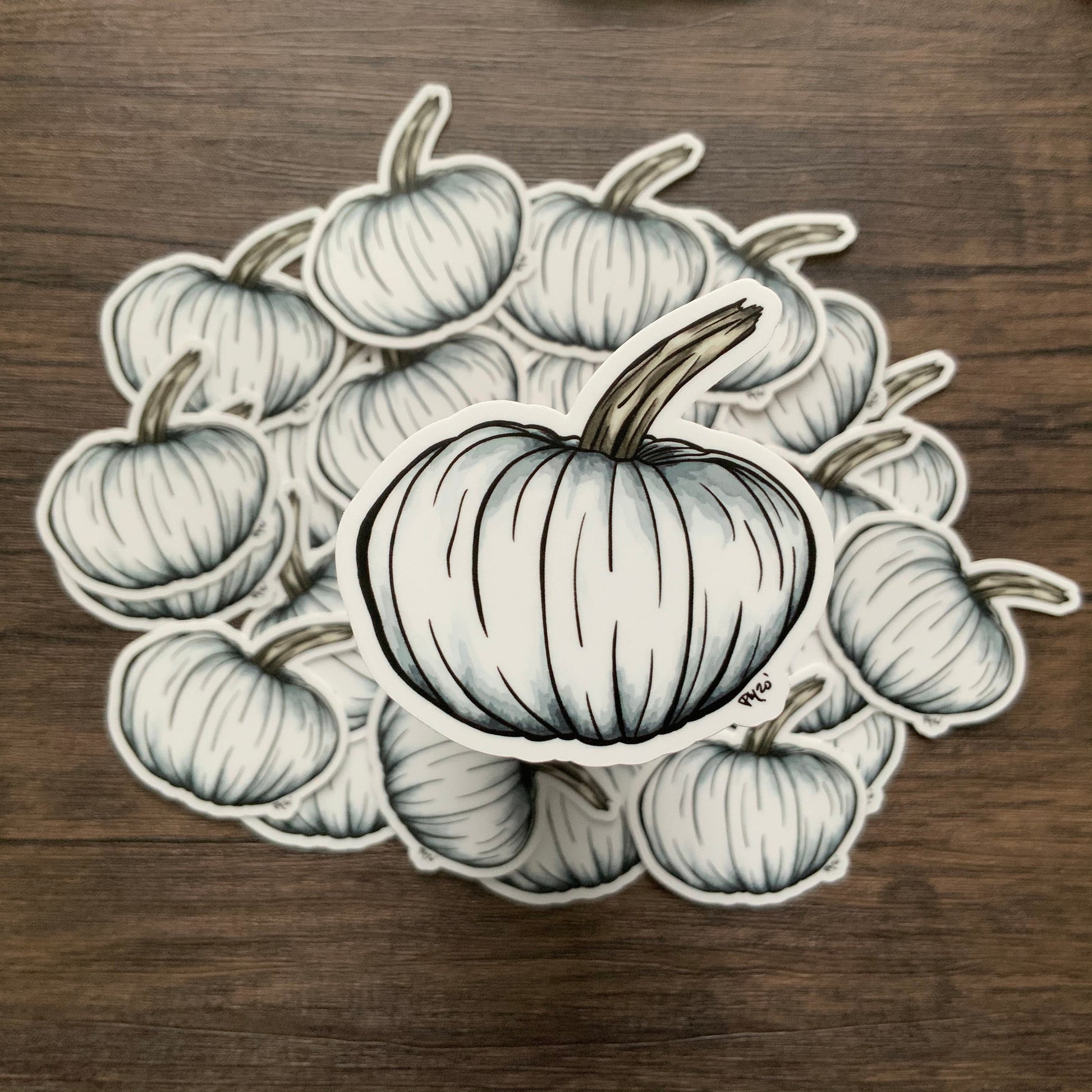 White Watercolor Pumpkin Vinyl Sticker