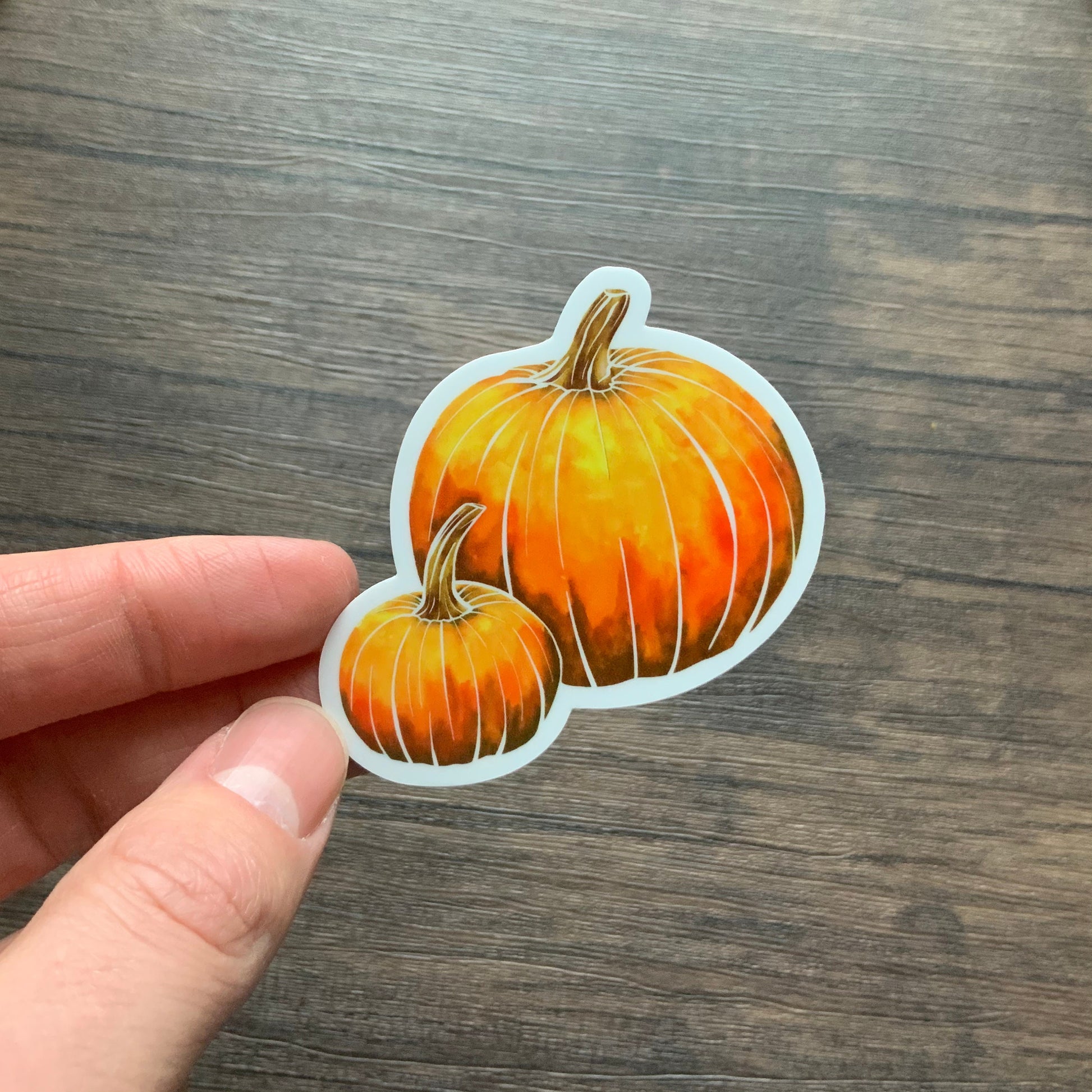 Orange Watercolor Pumpkins Vinyl Sticker