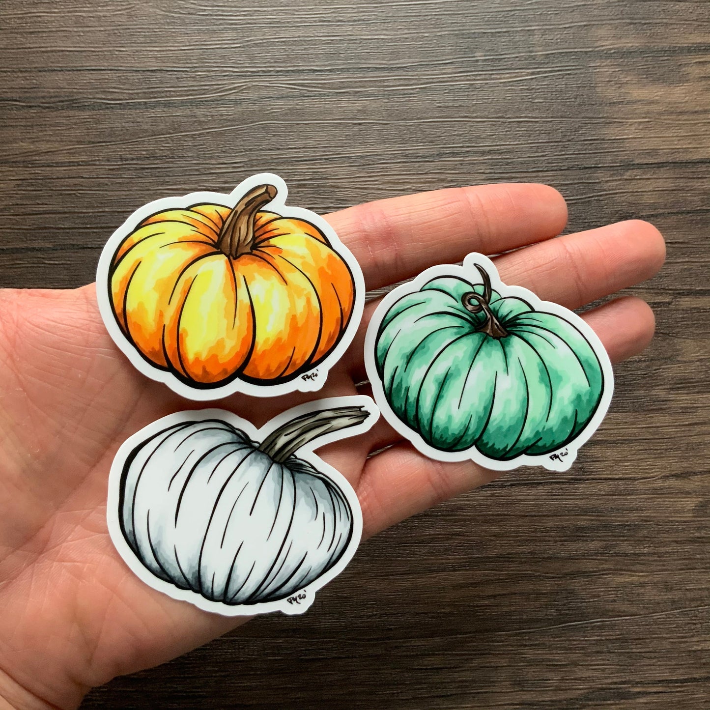 Colorful Pumpkins Vinyl Sticker Set