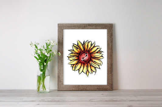 Sunflower Bloom Watercolor Print