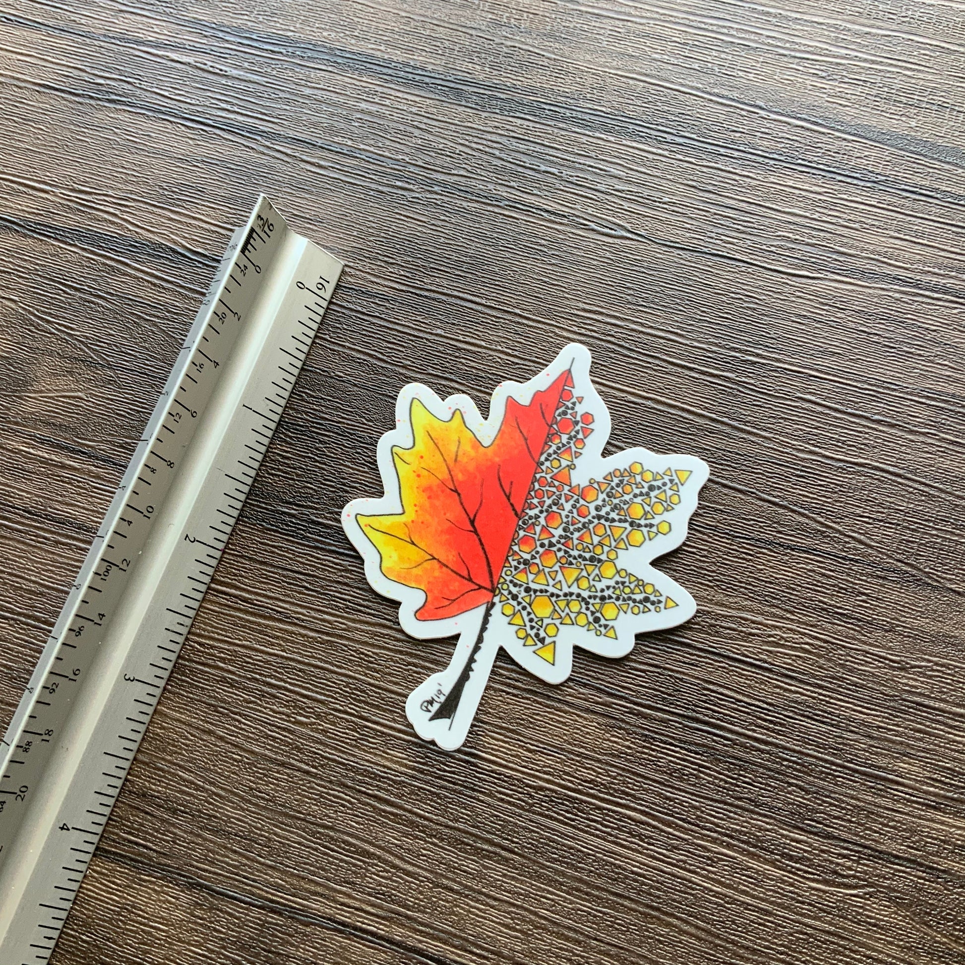 Geometric Maple Leaf Vinyl Sticker