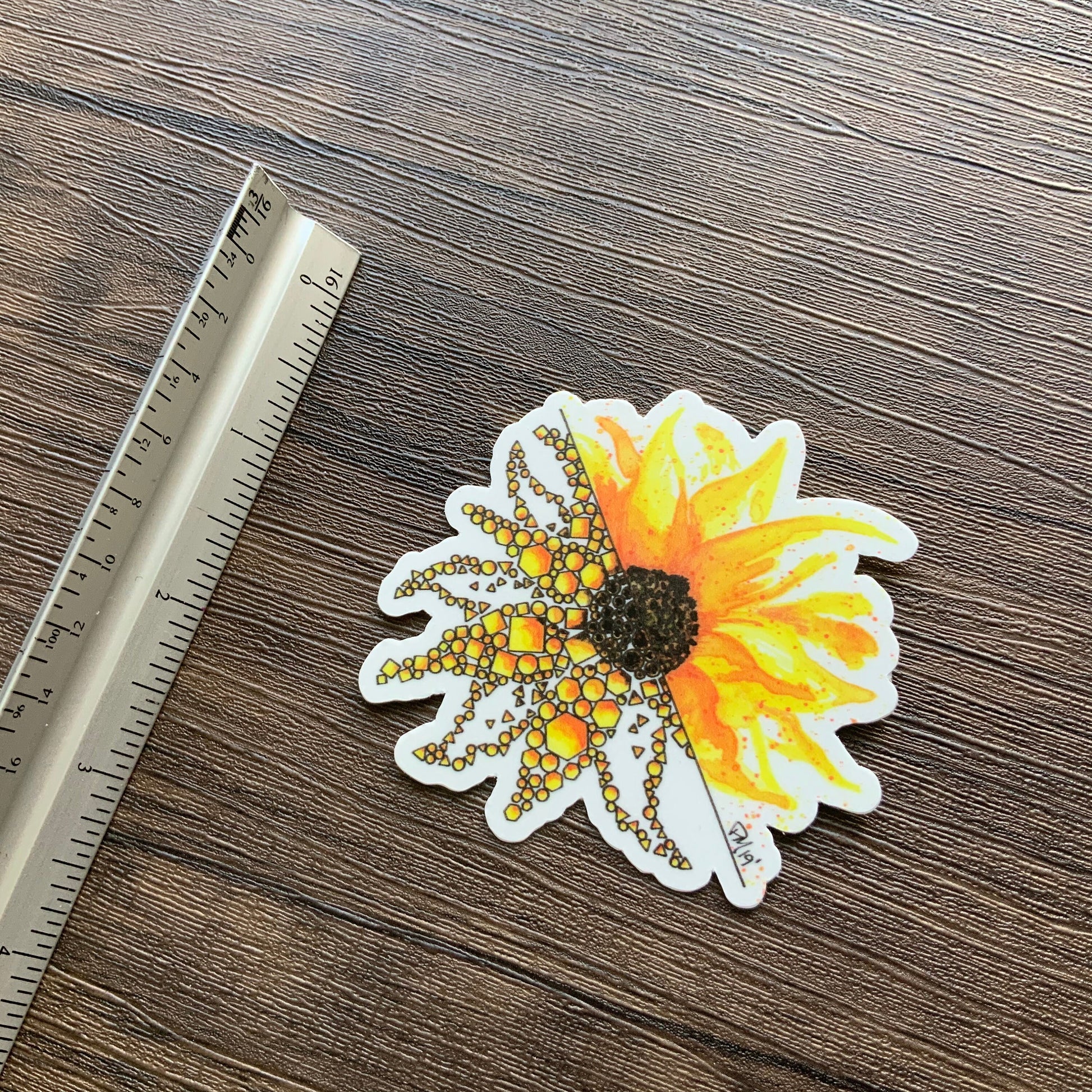 Geometric Sunflower Vinyl Sticker