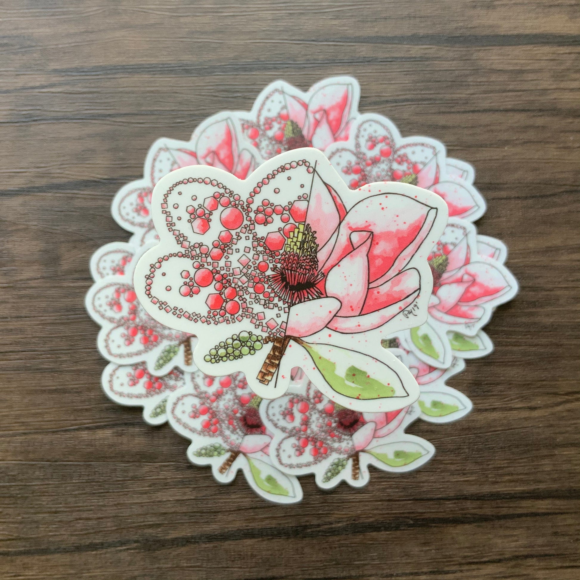 Pink Magnolia Vinyl Sticker