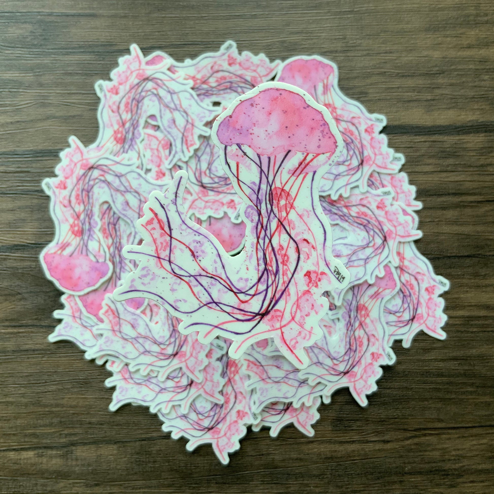 Pink Jellyfish Vinyl Sticker
