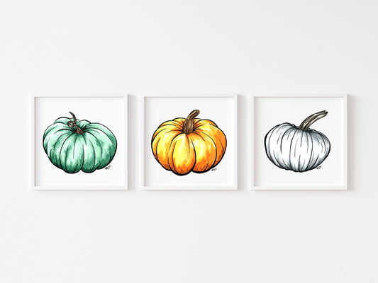 Pumpkin Watercolor Print Set