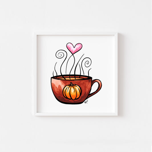 Pumpkin Spice Latte Watercolor Print