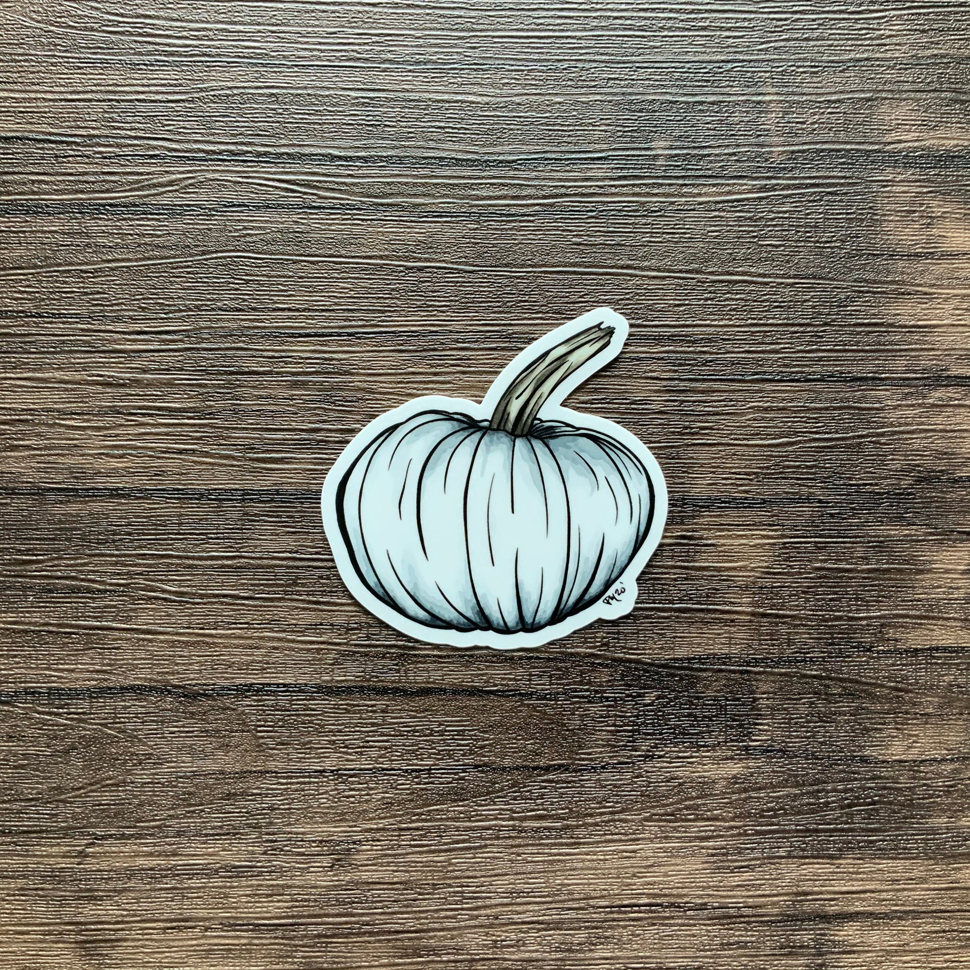 White Watercolor Pumpkin Vinyl Sticker
