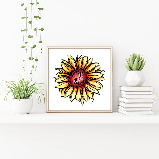 Sunflower Bloom Watercolor Print