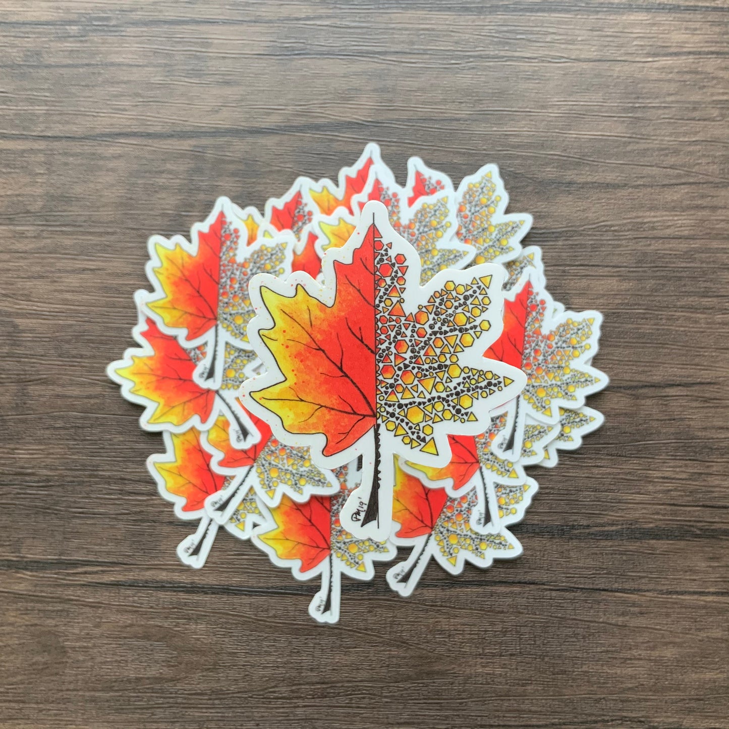 Geometric Maple Leaf Vinyl Sticker