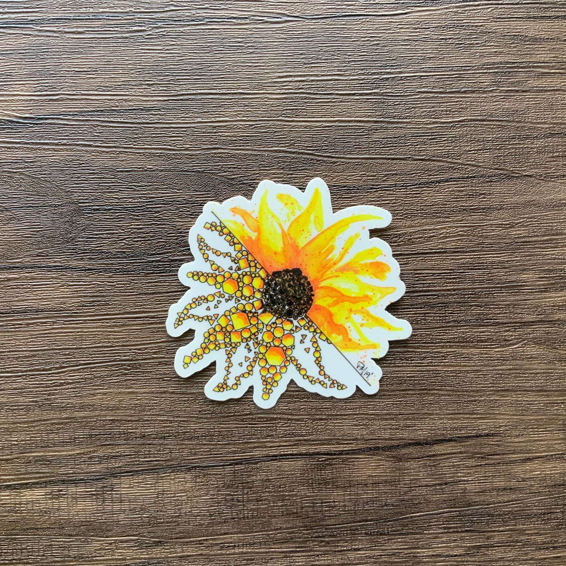 Geometric Sunflower Vinyl Sticker