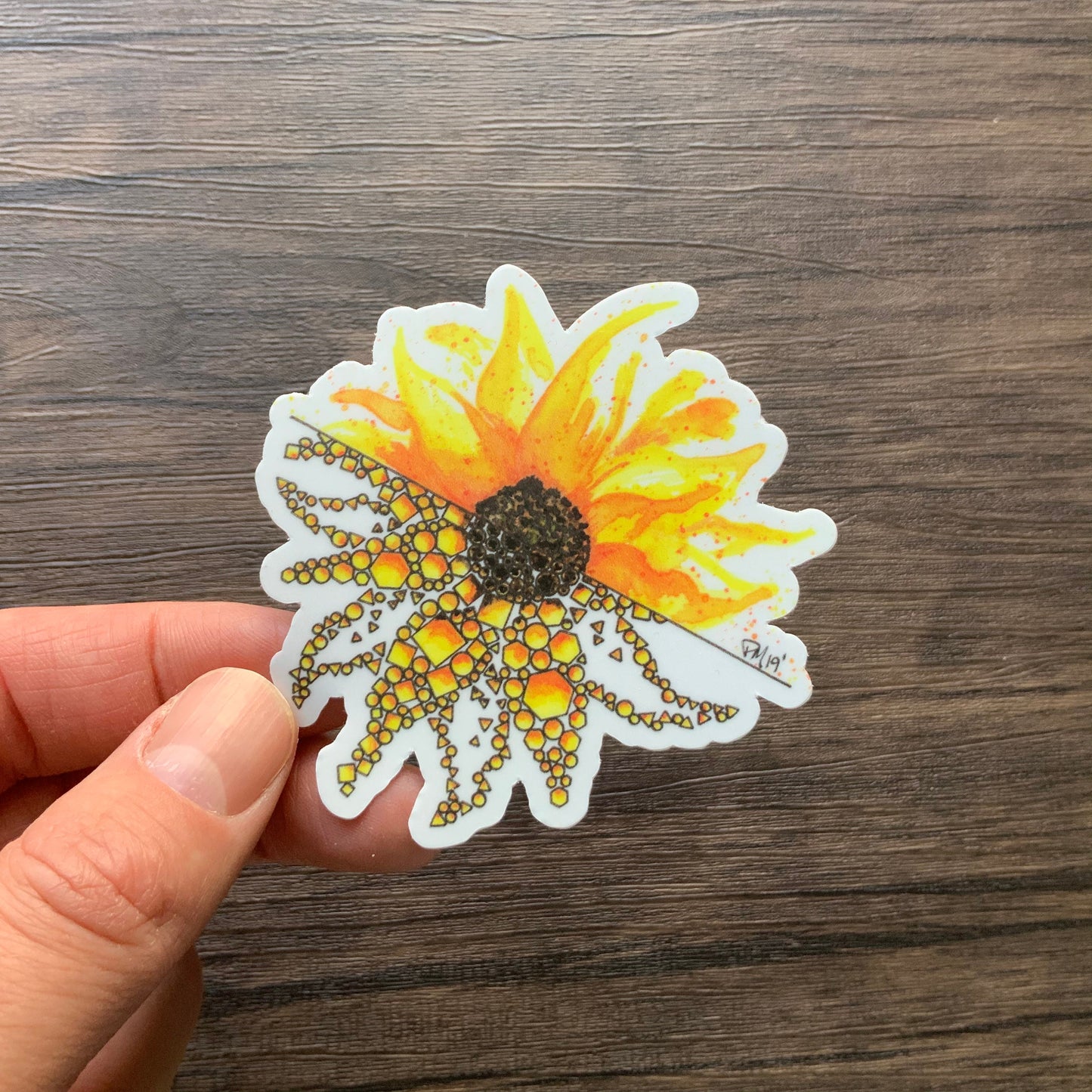 Geometric Sunflower Vinyl Sticker
