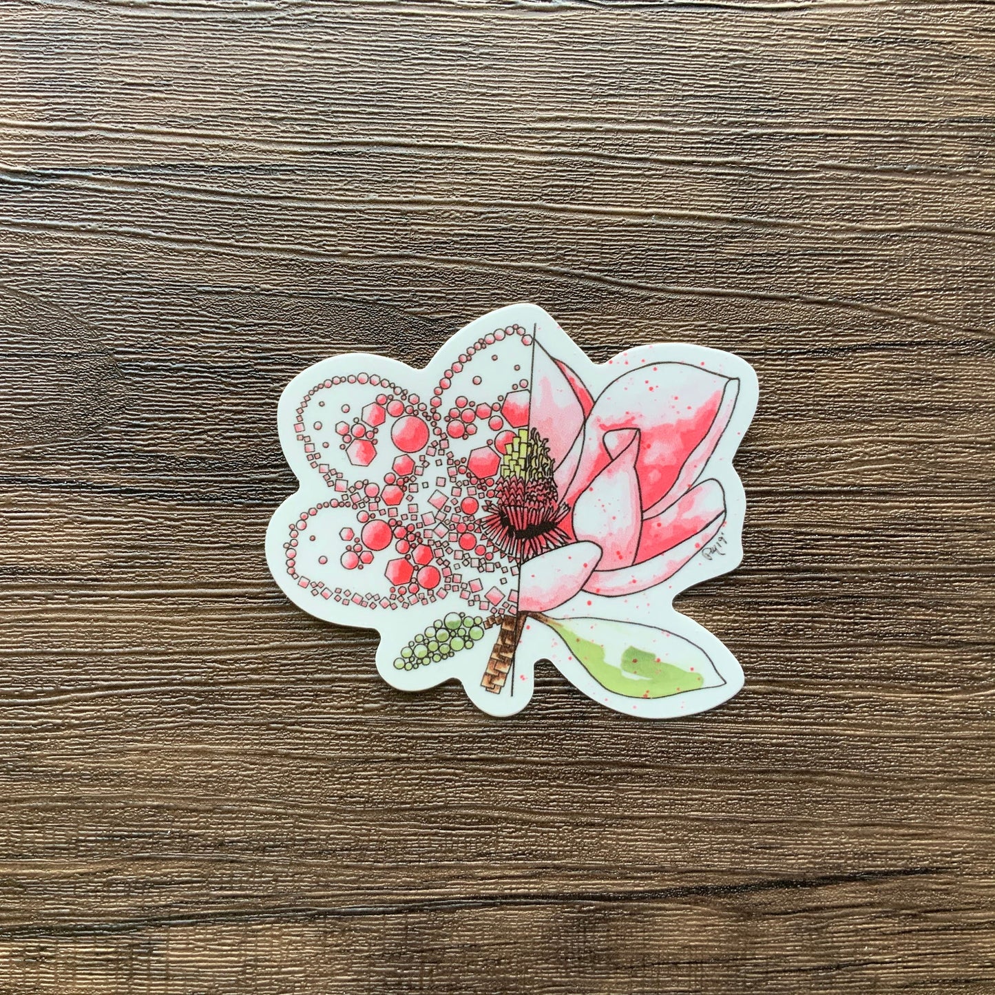 Pink Magnolia Vinyl Sticker