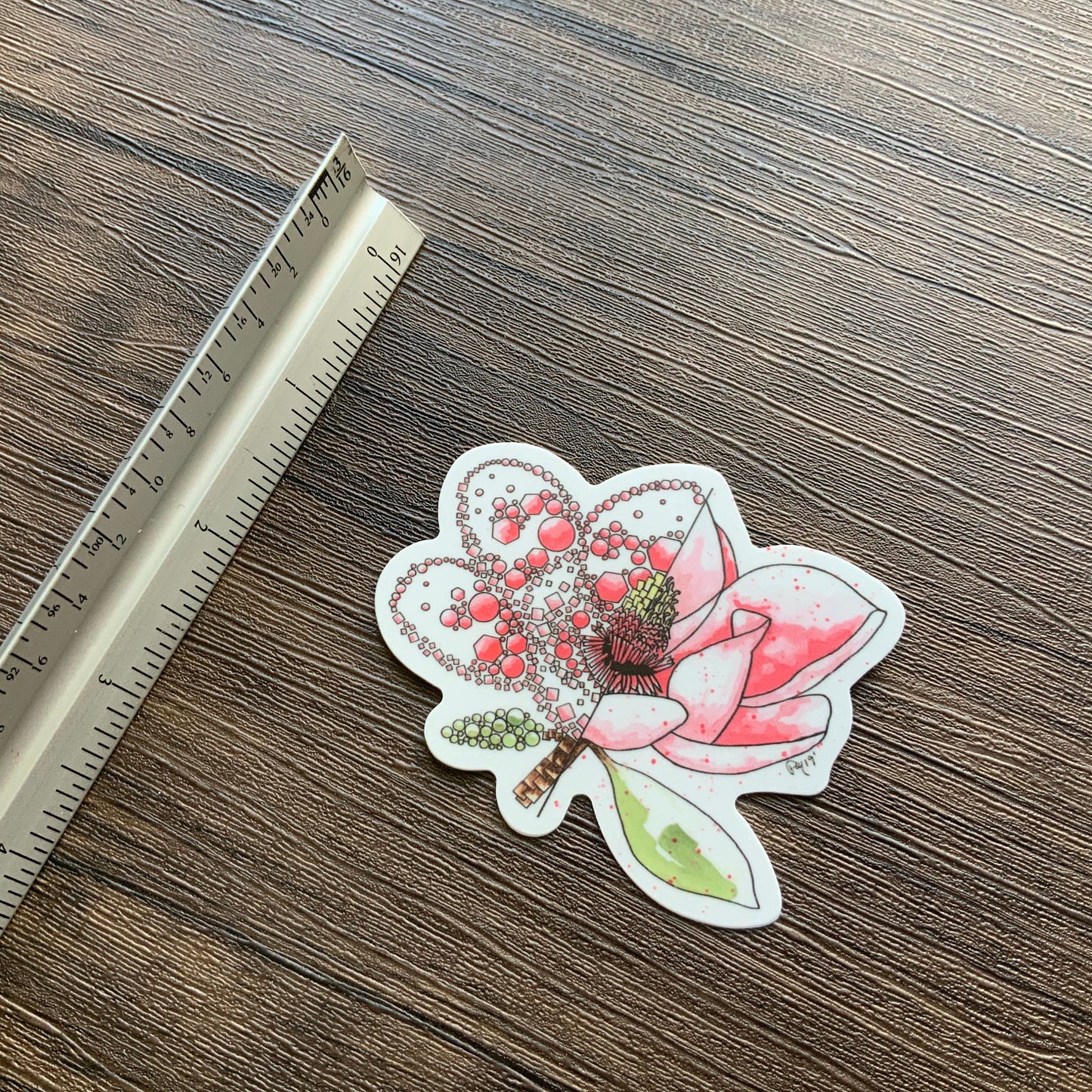 Pink Magnolia Vinyl Sticker