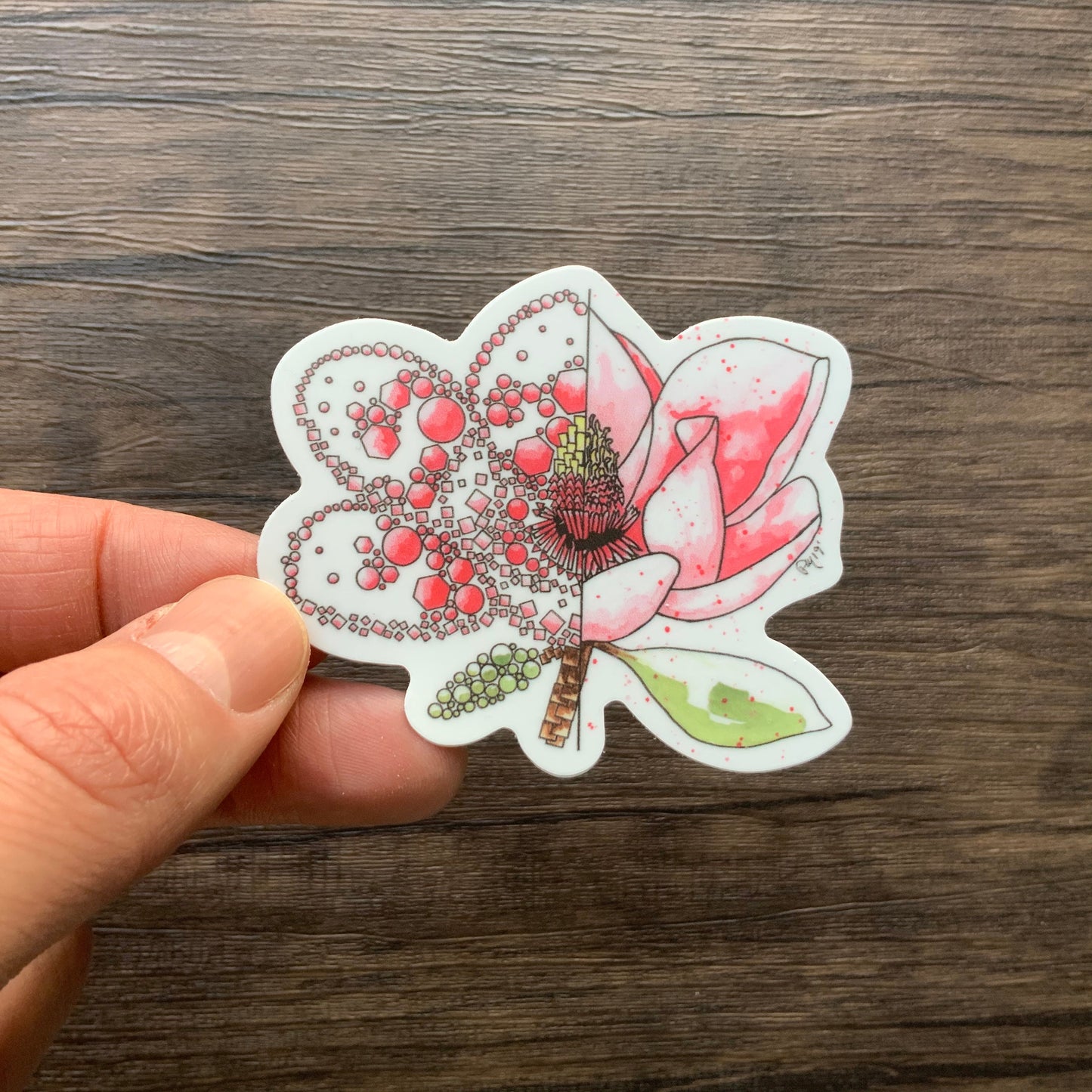Pink Magnolia Vinyl Sticker