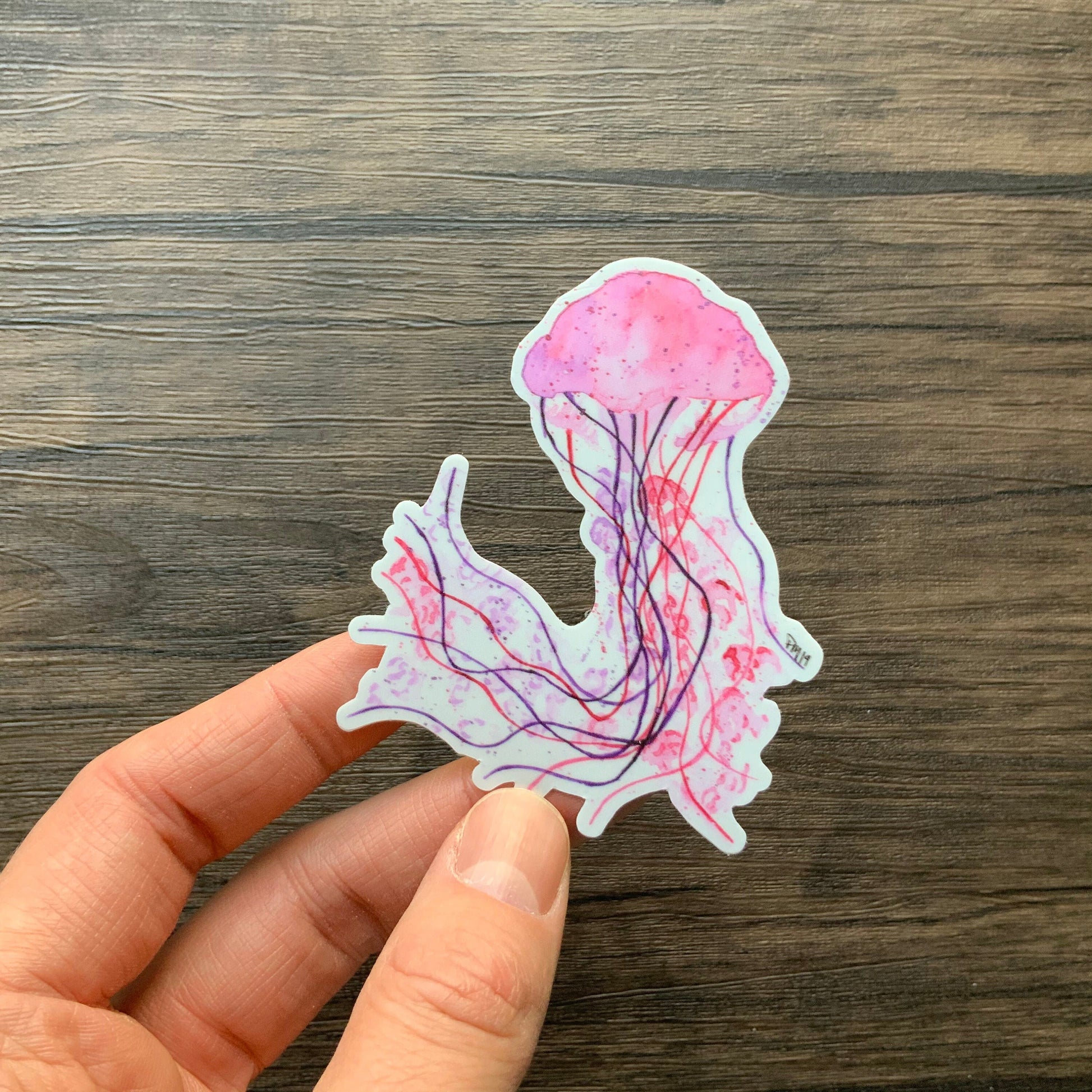 Pink Jellyfish Vinyl Sticker